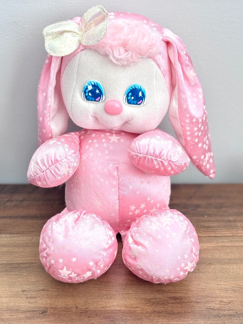 VINTAGE Mattel PJ Sparkles Sparklins Pink Bunny Glow In The Dark Plush Toy 1989